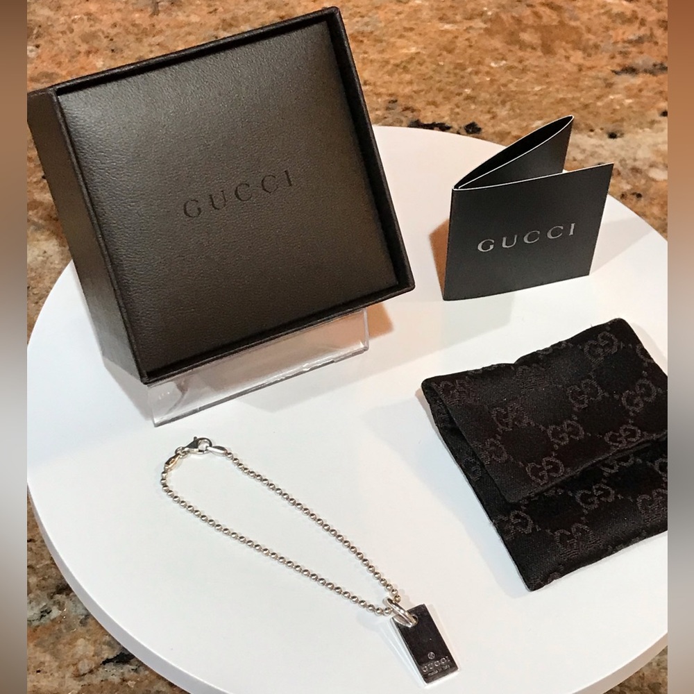 GUCCI Silver Ag925 Logo Plate Charm 😍❤️ - Picture 17 of 17